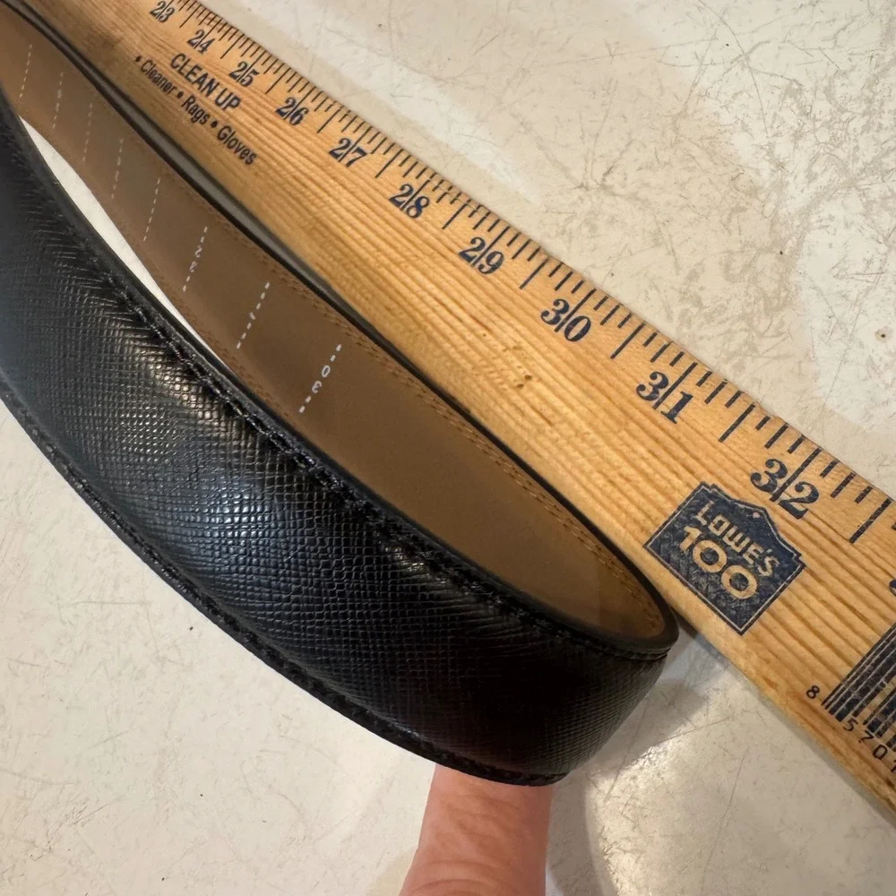 Linxx Ratchet Belt Mens 32 Black Saffiano Leather Gunmetal Slide Buckle
